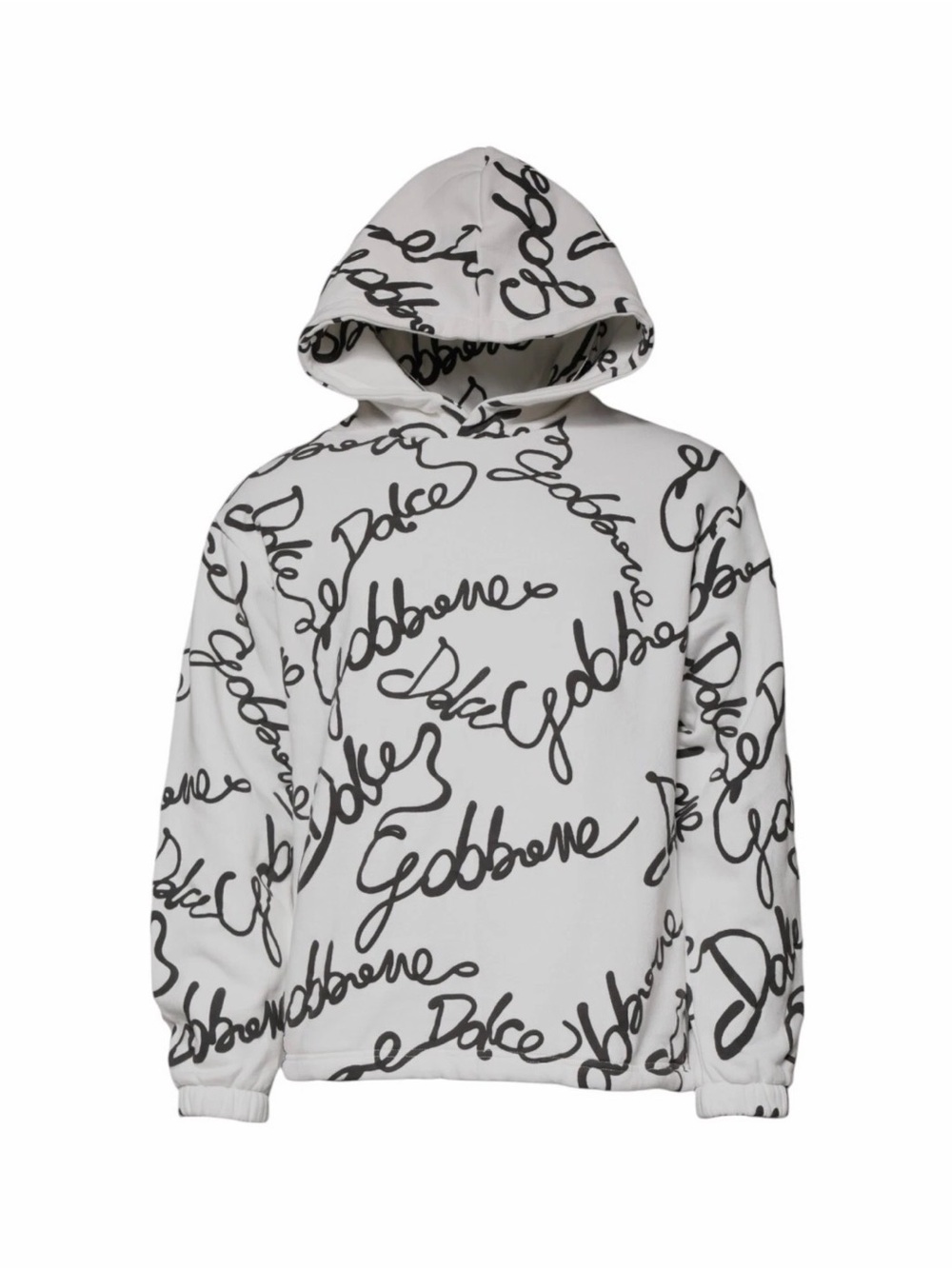Dolce & Gabbana White Hoodie with Black Script Used with small stains see pics.